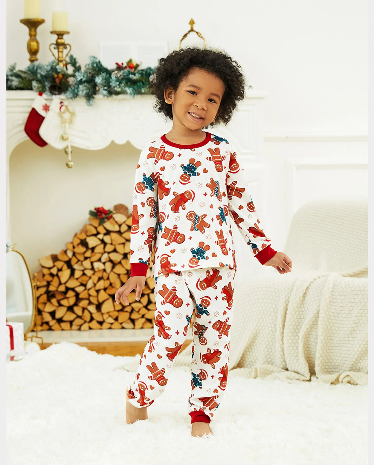 PatPat Matching Family Christmas Pajamas Gingerbread Print White