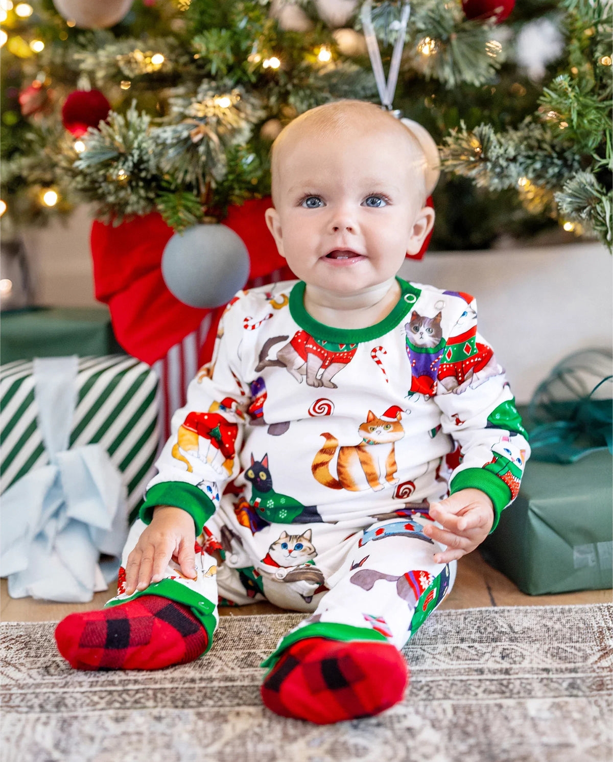PatPat Matching Family Christmas Pajamas Festive Cat Print Multicolor