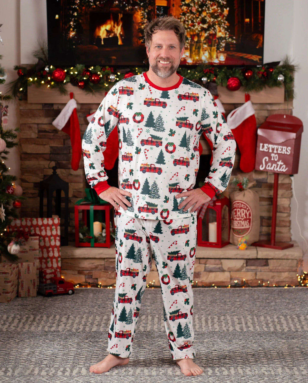 PatPat Matching Family Christmas Pajamas Christmas Tree & Car Print