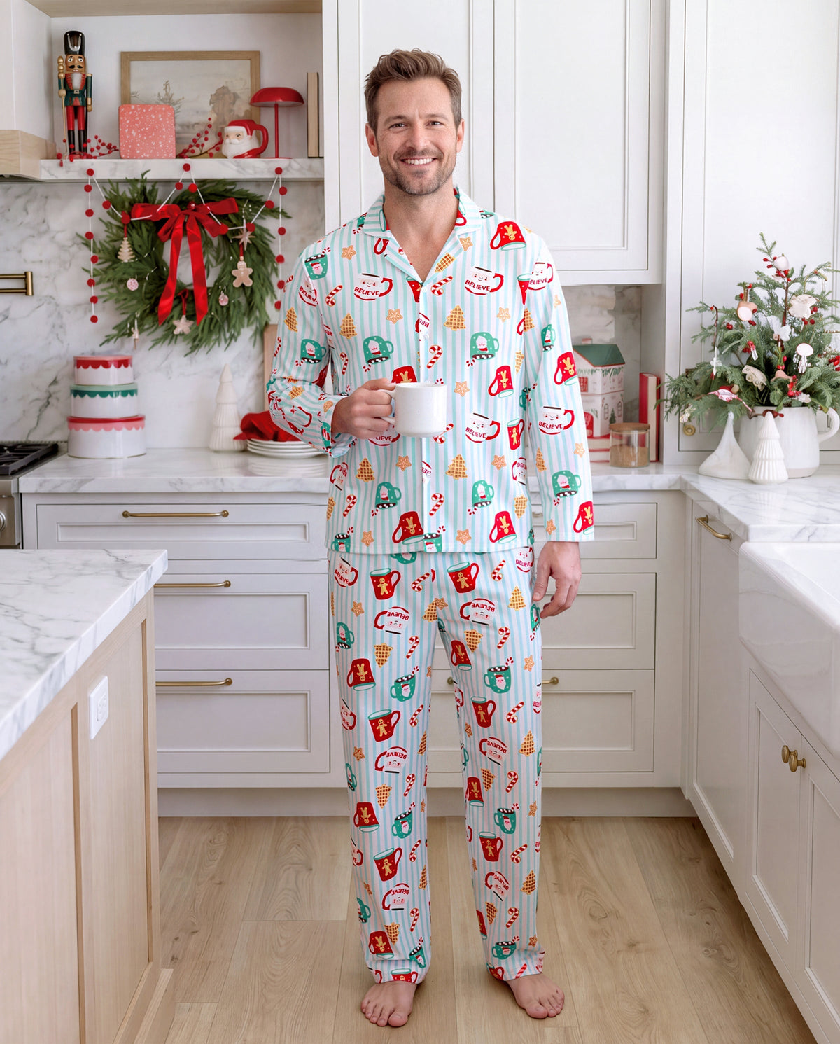 PatPat Family Matching Christmas Pajamas Mug Print Green