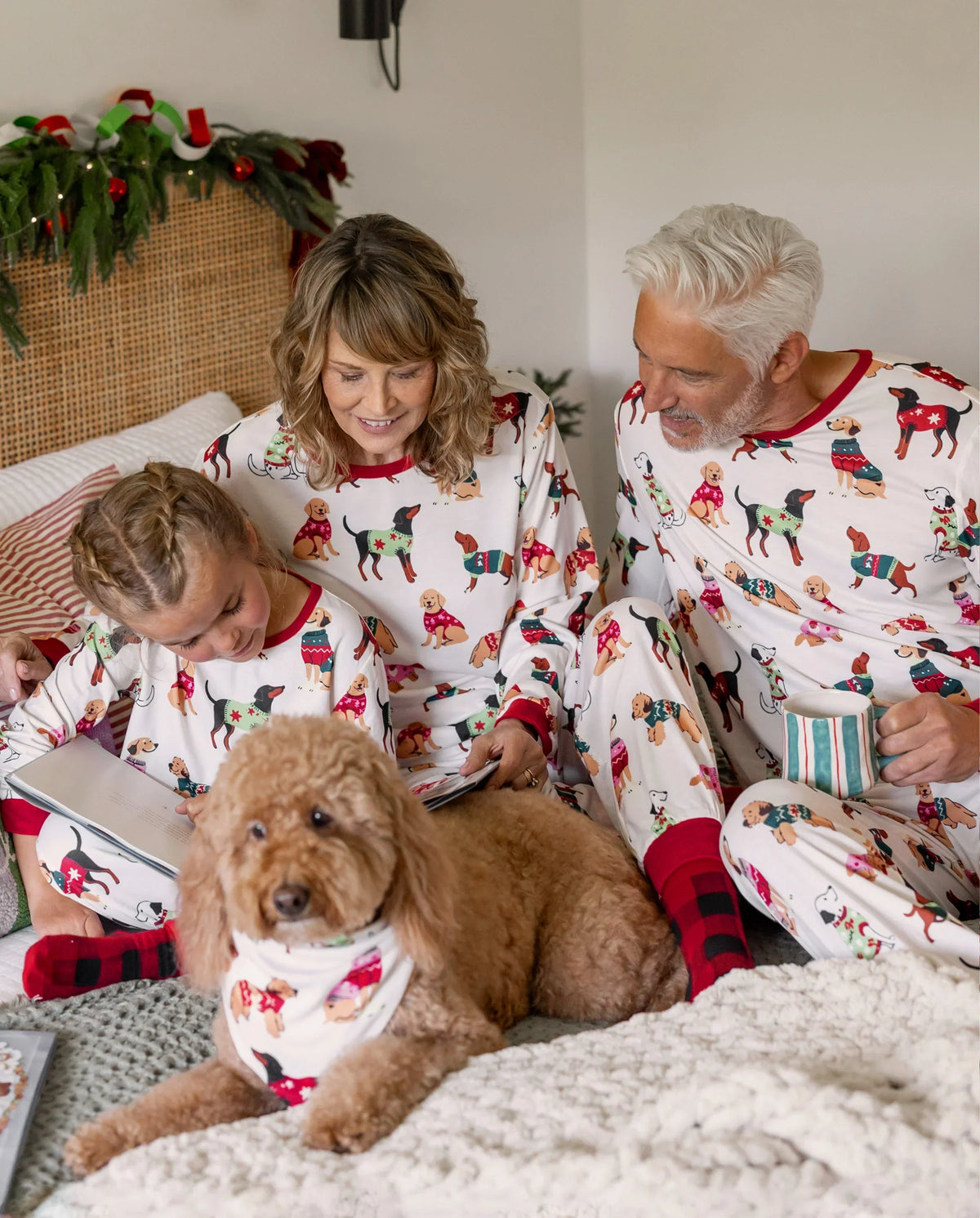 PatPat Family Matching Christmas Pajamas Festive Dog Print Cream