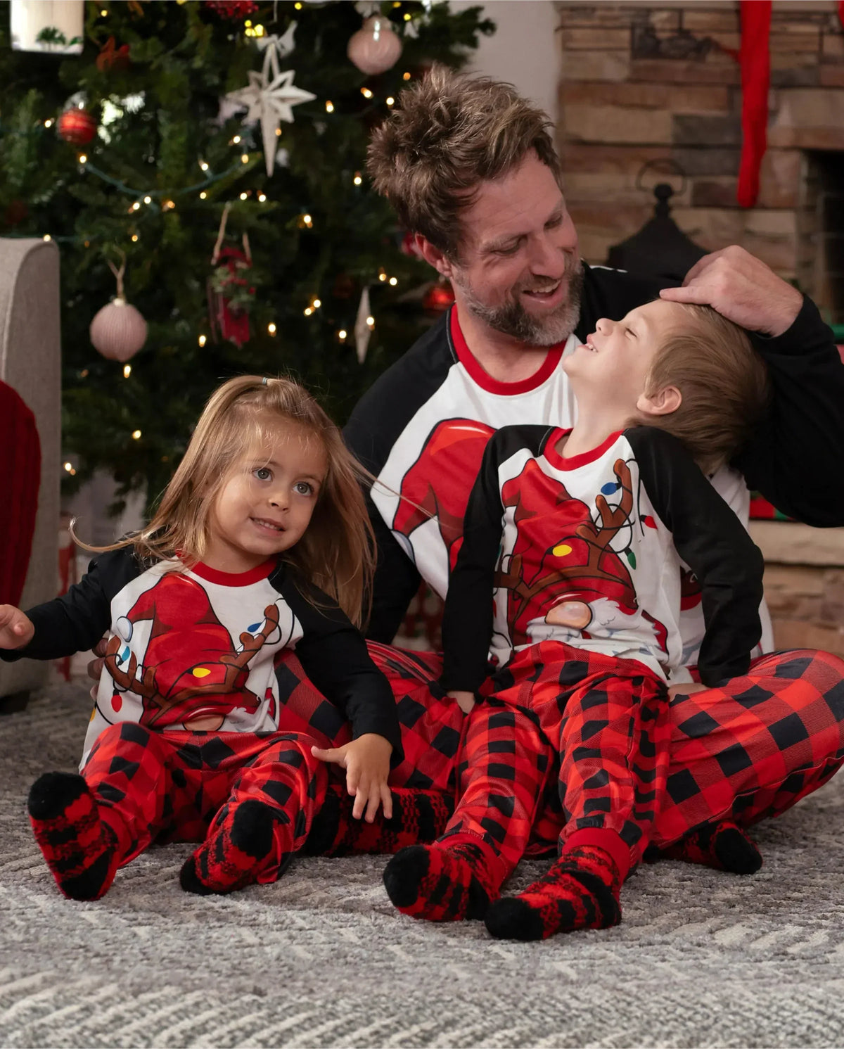 PatPat Family Matching Christmas Pajamas Gnome & Plaid Print Red