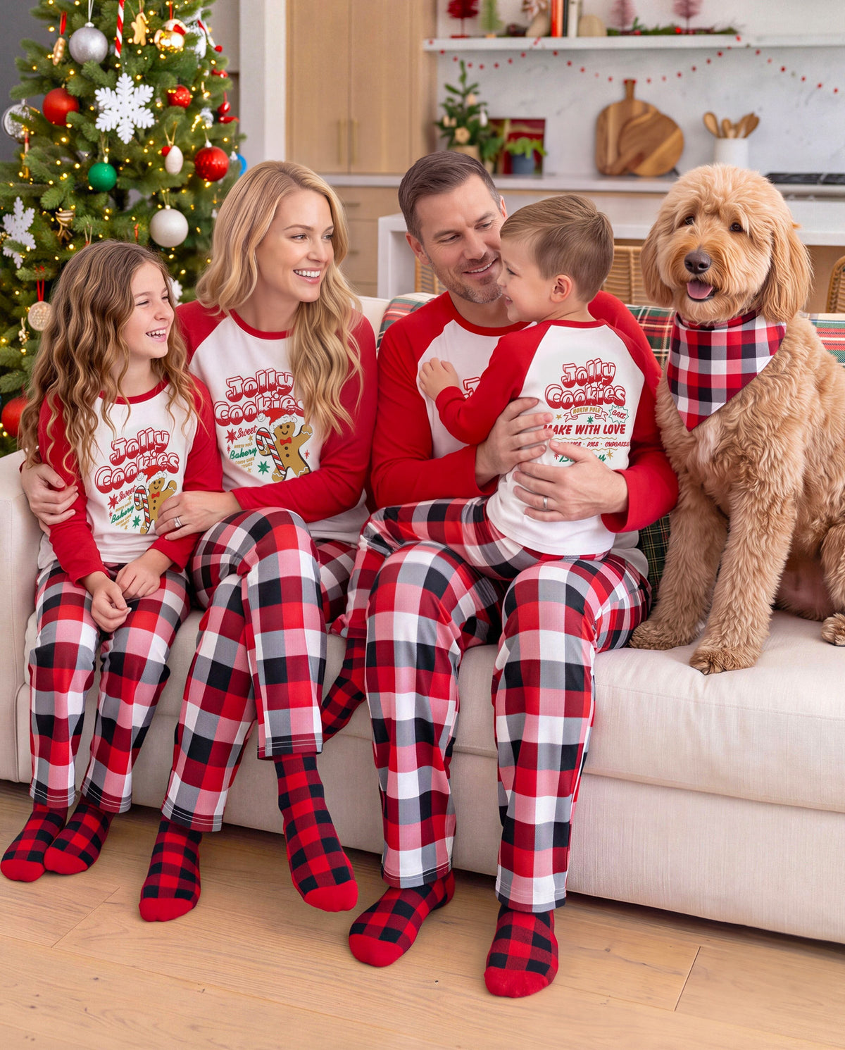 PatPat Matching Family Christmas Pajamas Gingerbread & Plaid Print Red