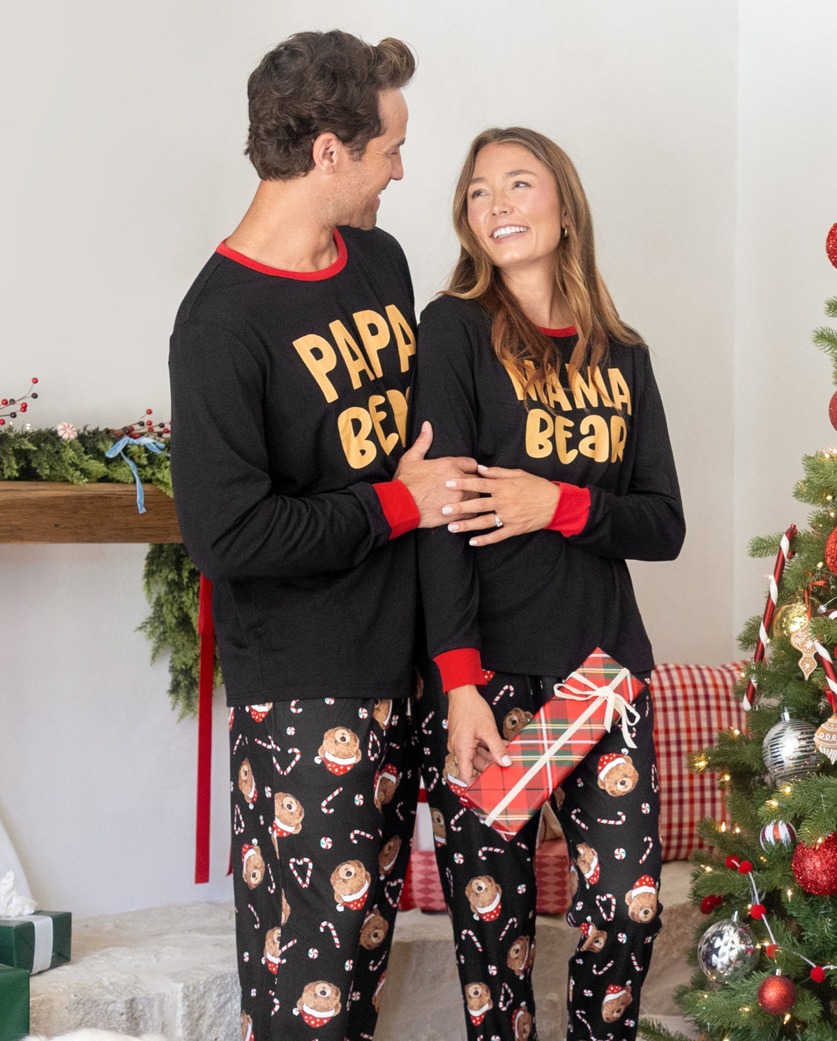 PatPat Matching Family Christmas Pajamas Bear Print Black