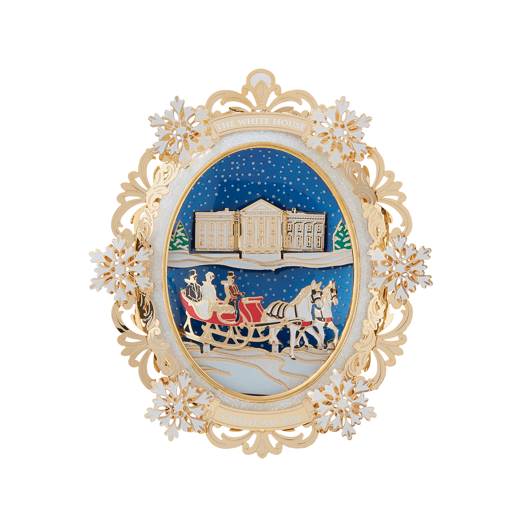 2004 White House Christmas Ornament, A First Family's Sleigh Ride