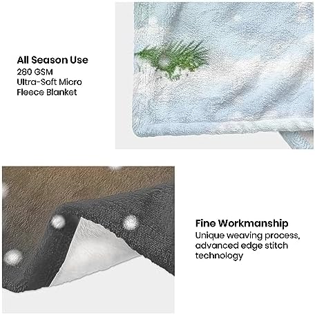 Christmas Throw Blanket, Merry Christmas Gnome Xmas Gifts Winter Snowflakess, Living Room/Bedroom/Sofa Couch Warm Soft Bed Flannel Blanket for Children Adults All Season 80"X60"