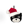 Black Cat Christmas Ornament Plush, Cute Black Cat Head Hanging Decoration with Santa Hat, Festive Xmas Tree Ornament Holiday Gift