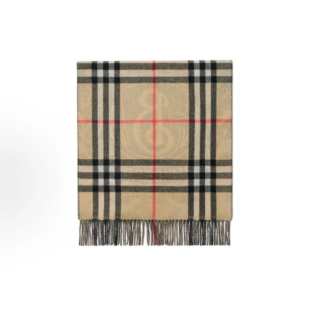 Burberry Reversible Cashmere Scarf | Equestrian Knight Castle Print Classic Check Double‑Sided Shawl Wrap, 100% Cashmere Fringed Winter Scarf for Men & Women