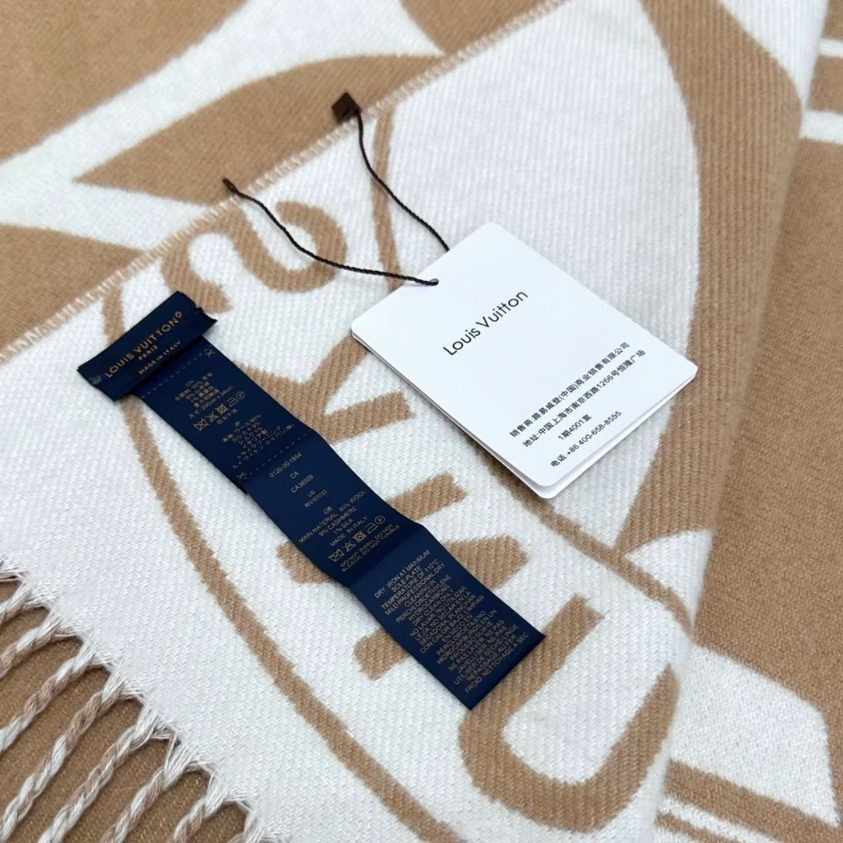Camel Floral Lock-Key Reversible Fringed Winter Scarf