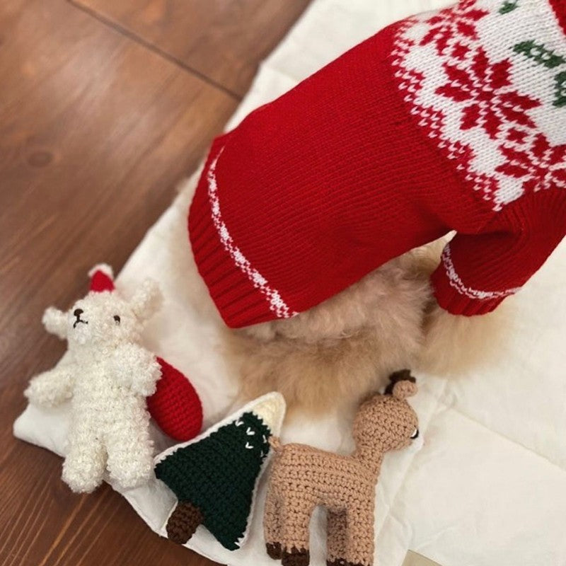 Christmas Snowflake Color Block Dog Cat Sweater