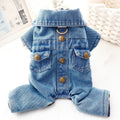 Denim Buttoned Fleece Dog Jacket Jumpsuits