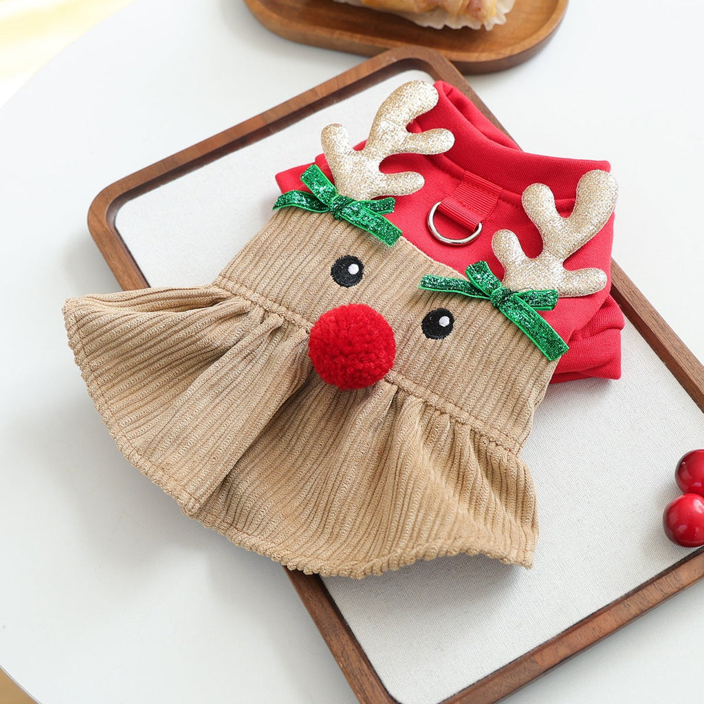 Christmas Elk Shape Dog Cat Dress Harness