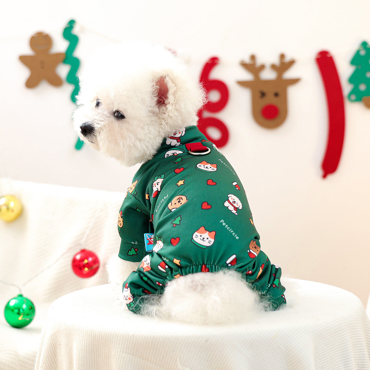 Christmas Santa Dog Harness Jumpsuits Pajama